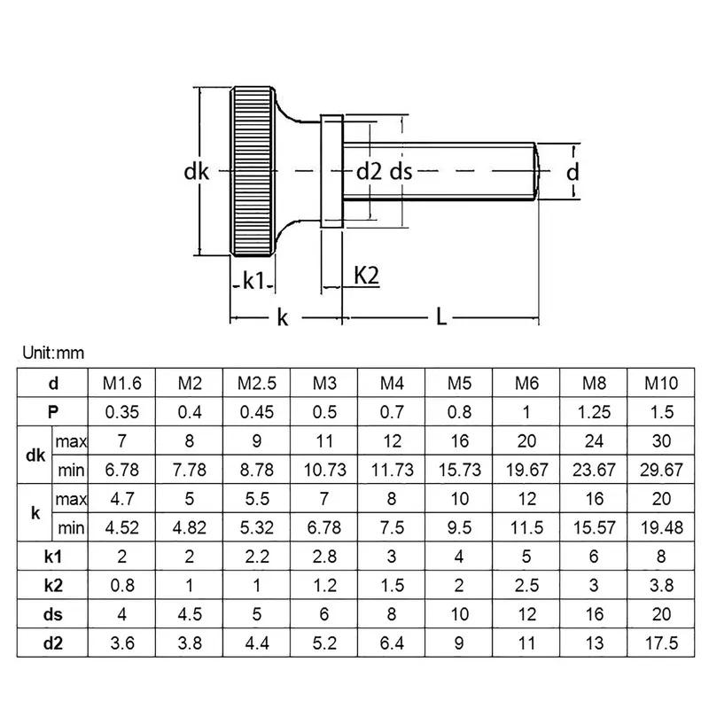 5/10/25pcs 303 Stainlesss Steel Thumb Curtain Wall Glass Lock Screw M2 M2.5 M3 M4 M5 M6 High Head Hand Tighten Adjust Screw