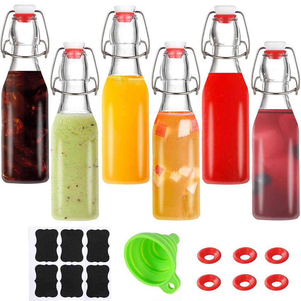 8oz flip top glass bottles,swing top glass bottles with lid for Home Brewing,2nd Fermentation,Kombucha,Vanilla,Extract,Juice
