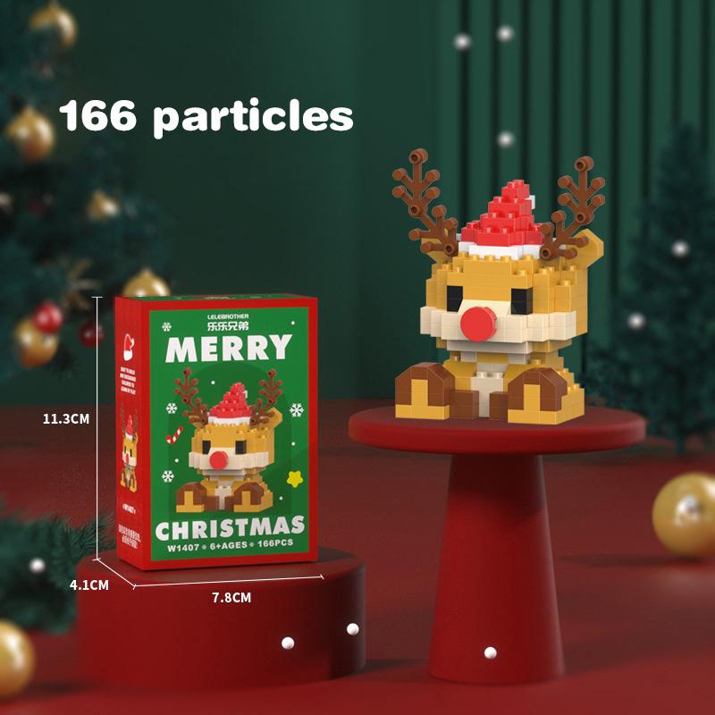 Christmas Gifts Micro Building Block Series Santa Claus Reindeer Puzzle Assembling Bricks Table Decoration Toys Children Kids