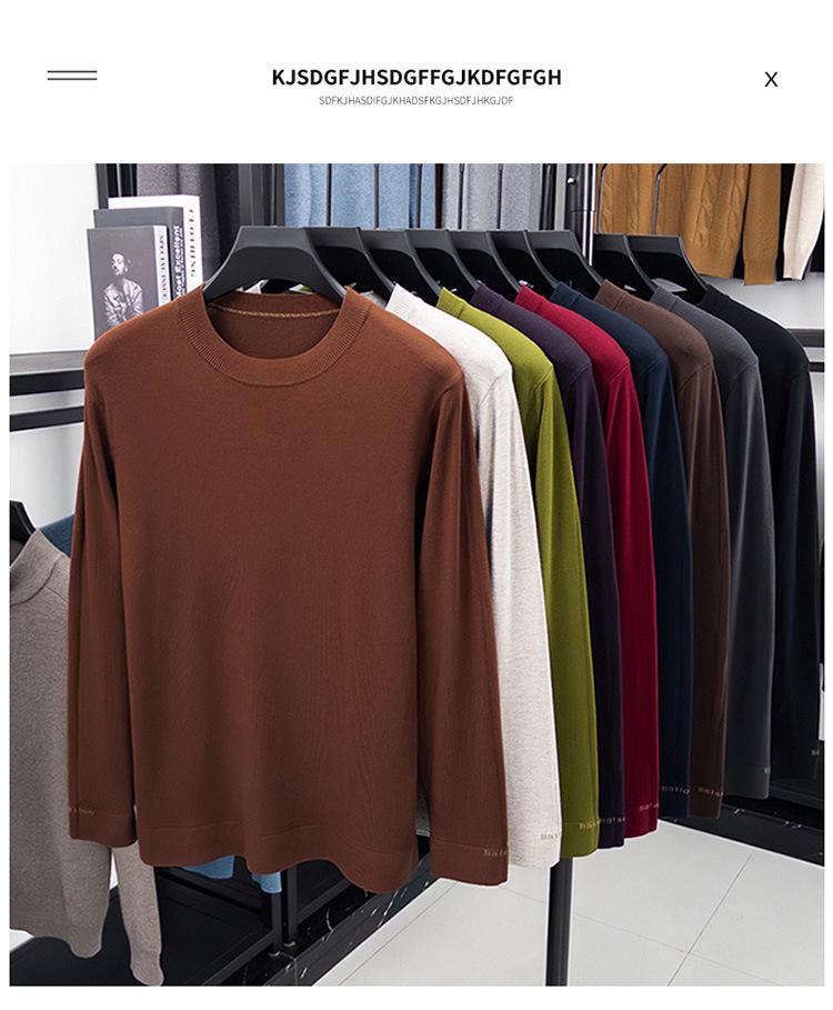 2025 Men's Lightweight Solid Color Round Neck Sweater, Long-Sleeved Knit for Spring/Autumn