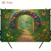 2D Whimsical Photo Booth Backdrop with Stone Arch and Colorful Butterflies