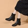 Fashion Boots Women's Autumn and Winter Simple Temperament Round Head Thick Heel Straight Boots Two Kinds of Height Leather Boots Women's Boots