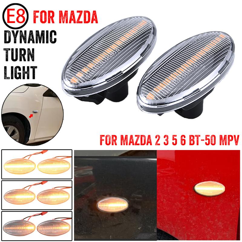 2 Pieces LED Dynamic Turn Signal Side Marker Light Sequential Blinker Light For Mazda 2 For Mazda 3 5 6 BT-50 MPV