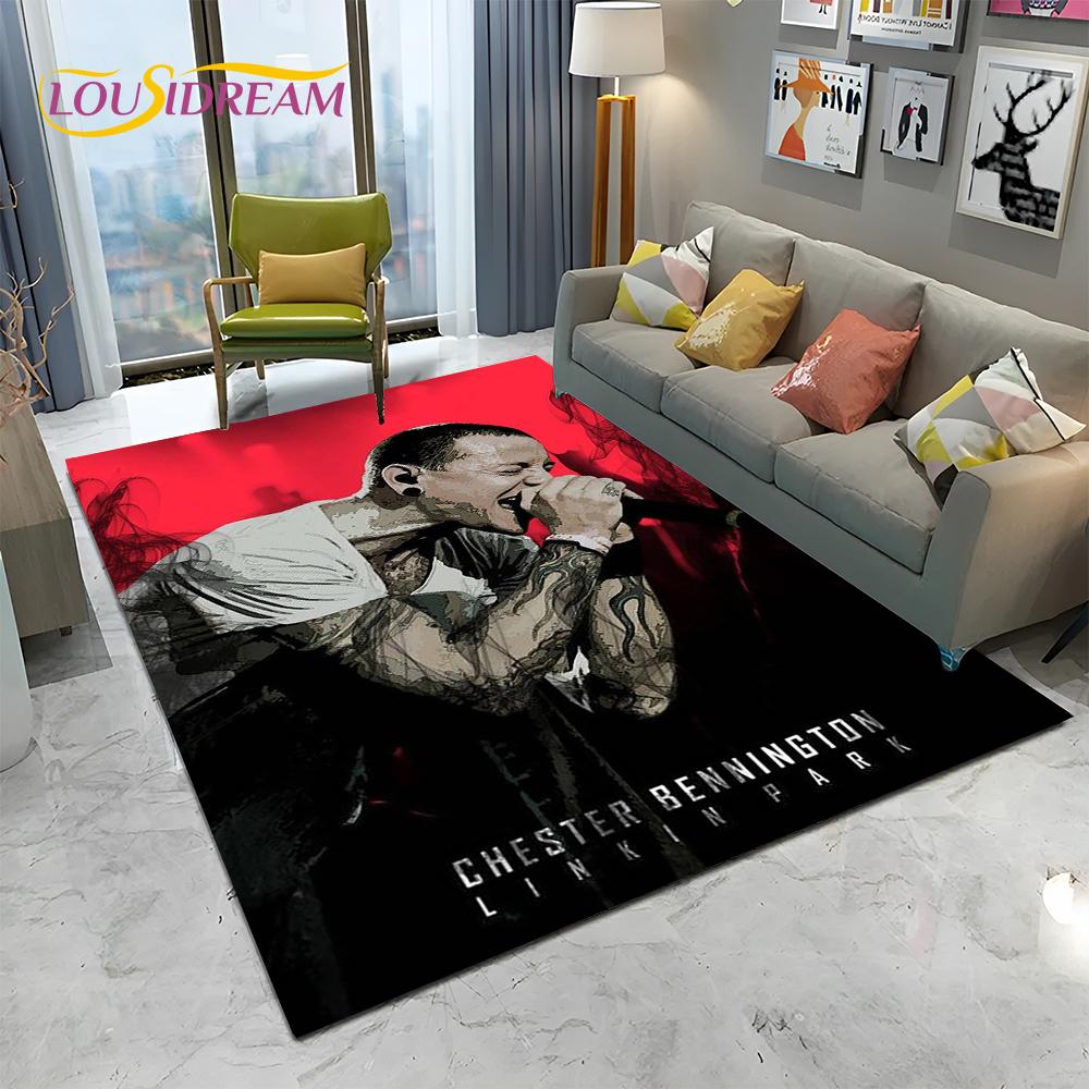 Tappeto Tappetino Decorativo 3D Retro Rock Band L-Linkin Park Logo per Casa Soggiorno Camera da Letto Divano Zerbino, Tappeto per Area Bambini Tappetino Antiscivolo