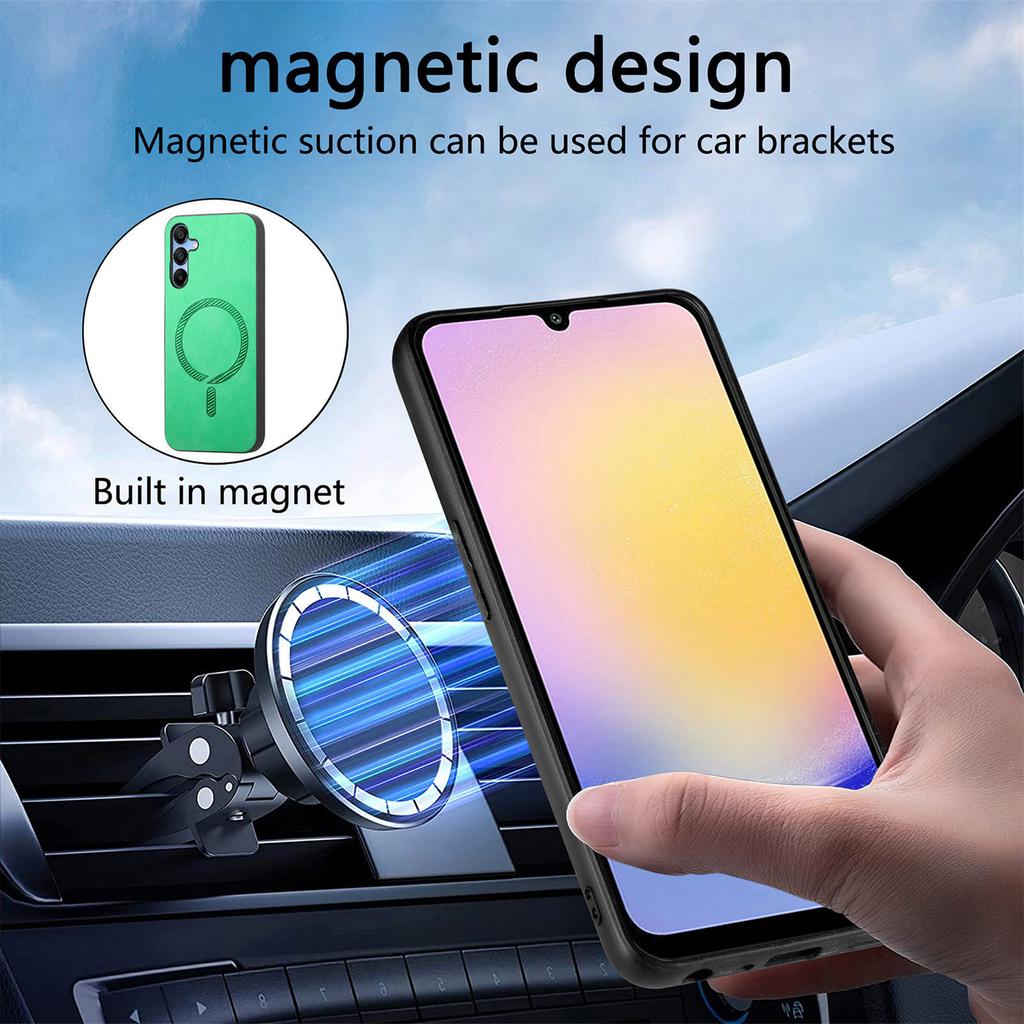 For Samsung Galaxy A25 5G (Global) (161.0 X 76.5 X 8.3mm) Leather Back Case Compatible with MagSafe Skin-touch Phone Cover