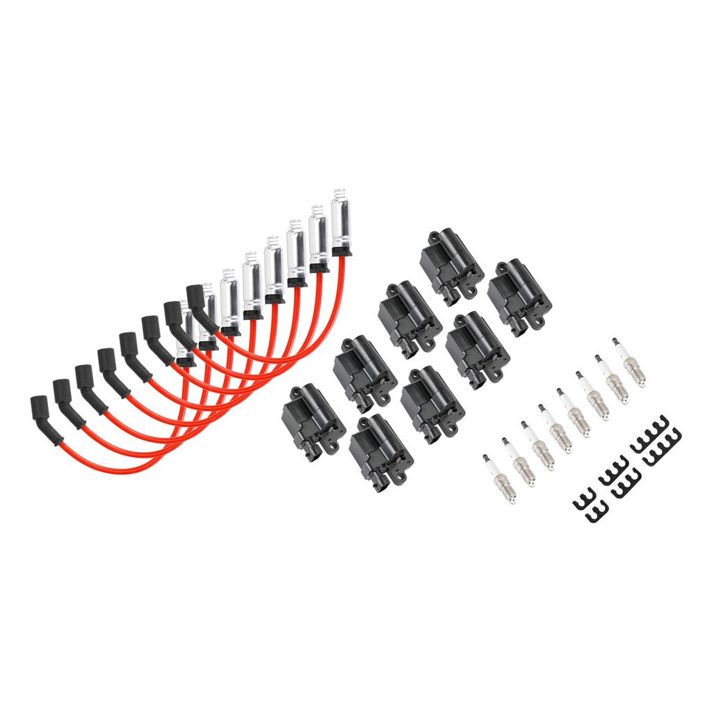 8 Pack Square Ignition Coil & Spark Plug Wire For Chevy GMC 4.8L 5.3L 6.0L 8.1L