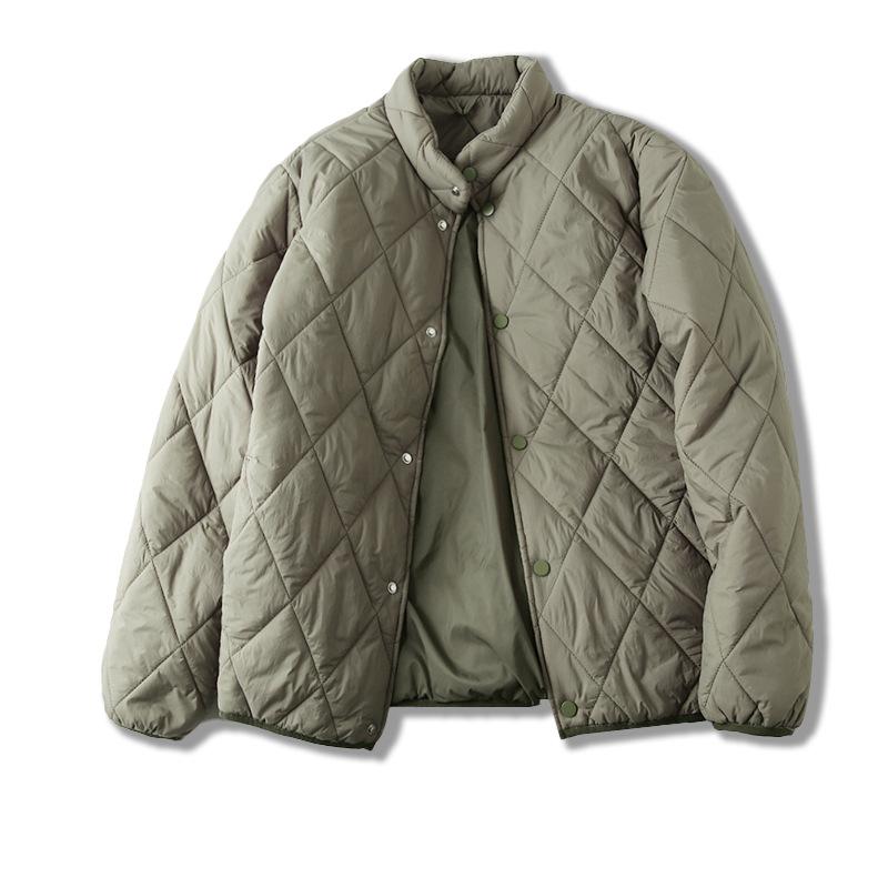 Herren Herbst- und Winterdesign Diamantgitter Winddichte Warme Jacke Einfarbig Schlicht Locker Jacke