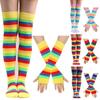 Regenboog Hoge Sokken Katoenen Over de Knie Sokken Dames Kleurrijke Gestreepte Handschoenen Feest Set