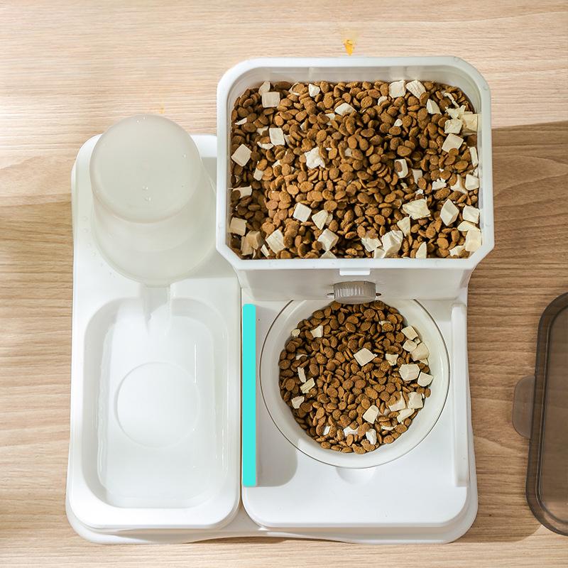 Hrănitor automat pentru fântână de băut pentru pisici și câini Dozator de apă de băut pentru animale de companie integrată cu bol dublu ceramică capacitate mare