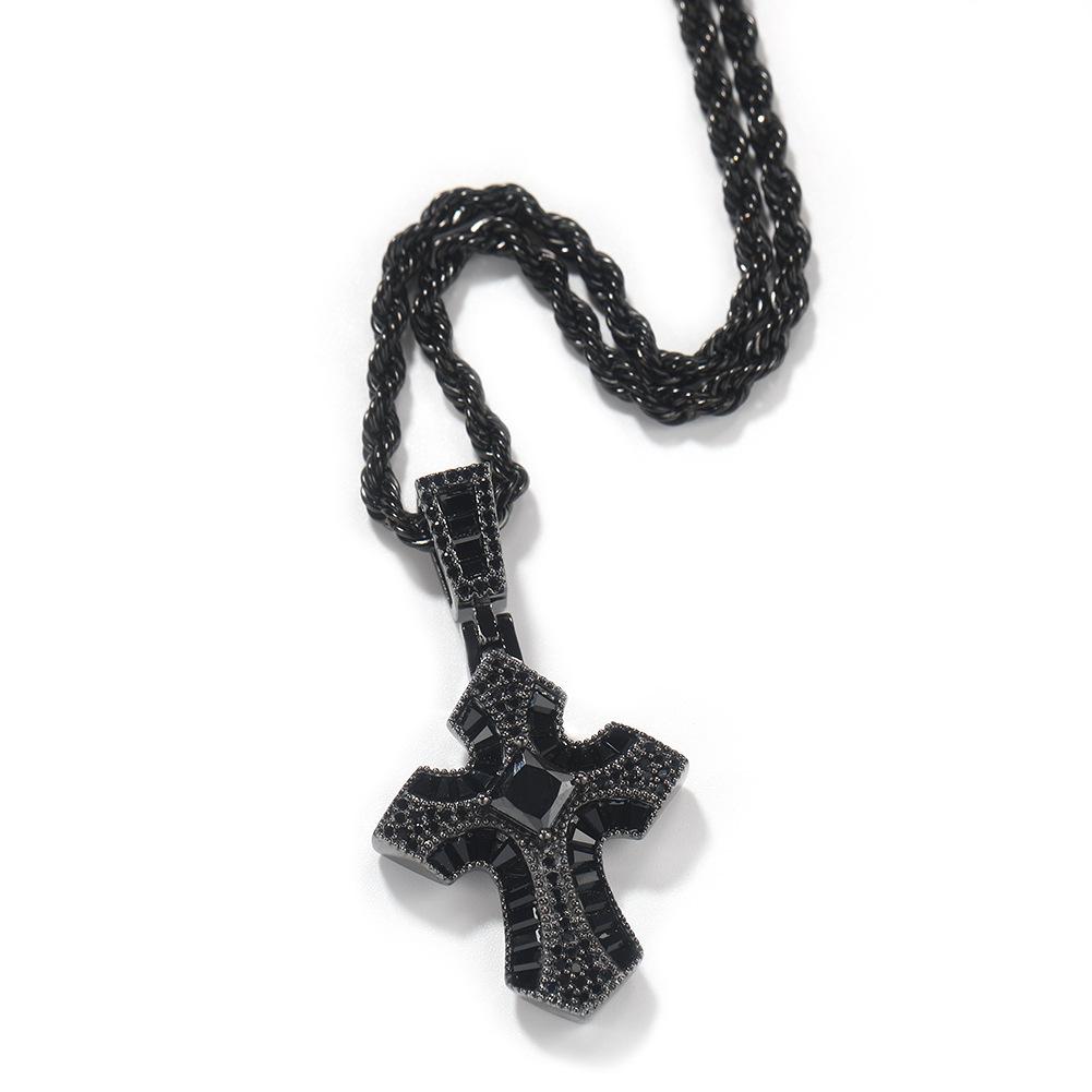 Hot Sale Trendy Hip Hop Cross Pendant Zircon Inlaid Necklace Personalized Fashion Accessory for Men