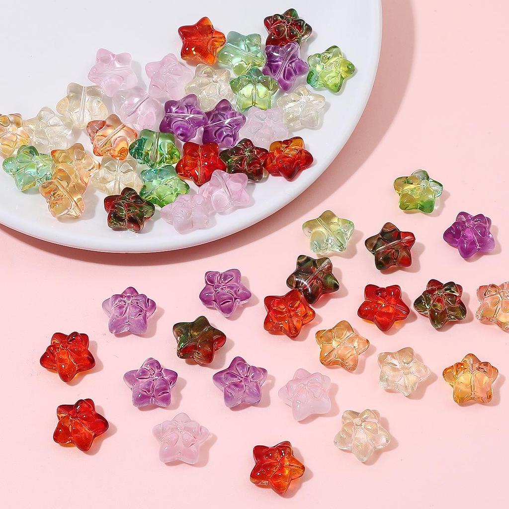 10pcs 15mm Crystal Glass Star Bow Beads Charm for Earring Necklace Bracelet DIY Jewelry Making Accessories