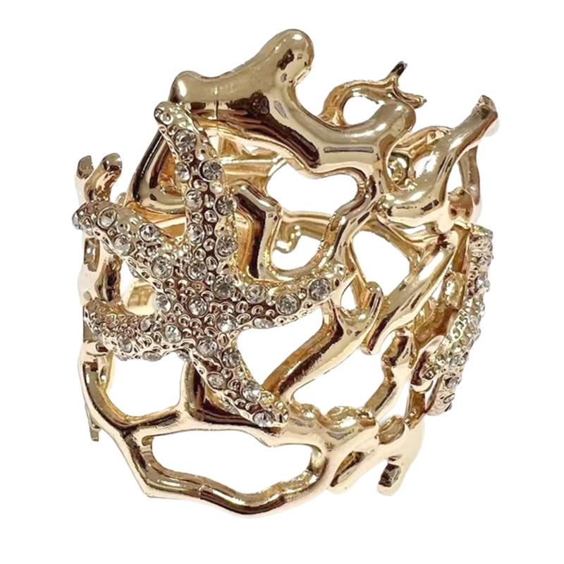 Mehrzweck-Armband mit unregelmäßiger Korallenfeder, stabiler Armreif aus Legierung, verstellbar, Modeschmuck-Accessoire für Frauen