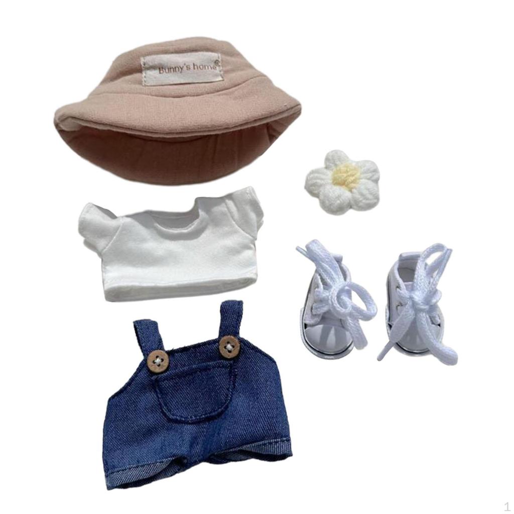 6.69inch Doll Clothes Soft Dressing Up Decoration DIY Toy Clothing Embroidered Denim