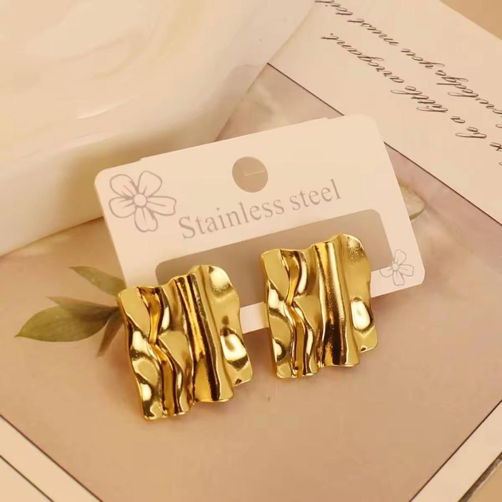 European American Trendy Cross-Border Punk Cold Wind Stainless Steel Earrings Geometric Irregular Drop Fashion Jewelry