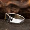 European and American Retro Square Tiger Eye Stone Ring Great Wall Pattern Punk Trendy Men's Jewelry New Style