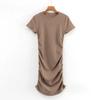 Classic Summer European & American Slim Fit Bodycon Mini Dress with Side Pleats