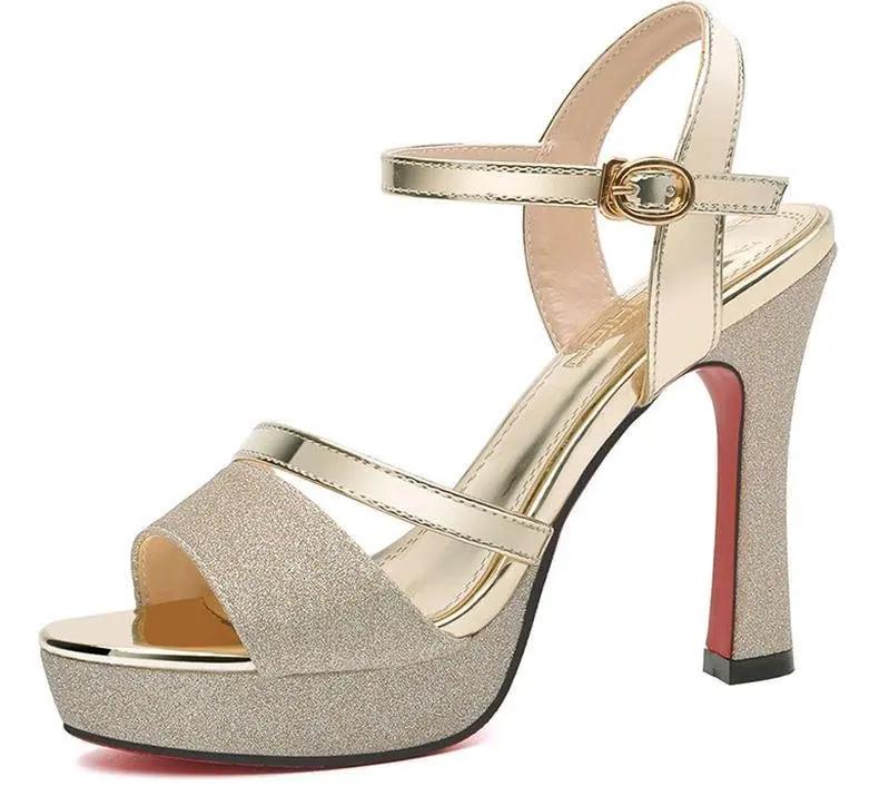 Fashion Comemore Silver Heeled Shoes Woman Peep Toe Sexy Women Sandals 11.5CM High Heels Shoes Women Platform Casual Sandalias De Mujer