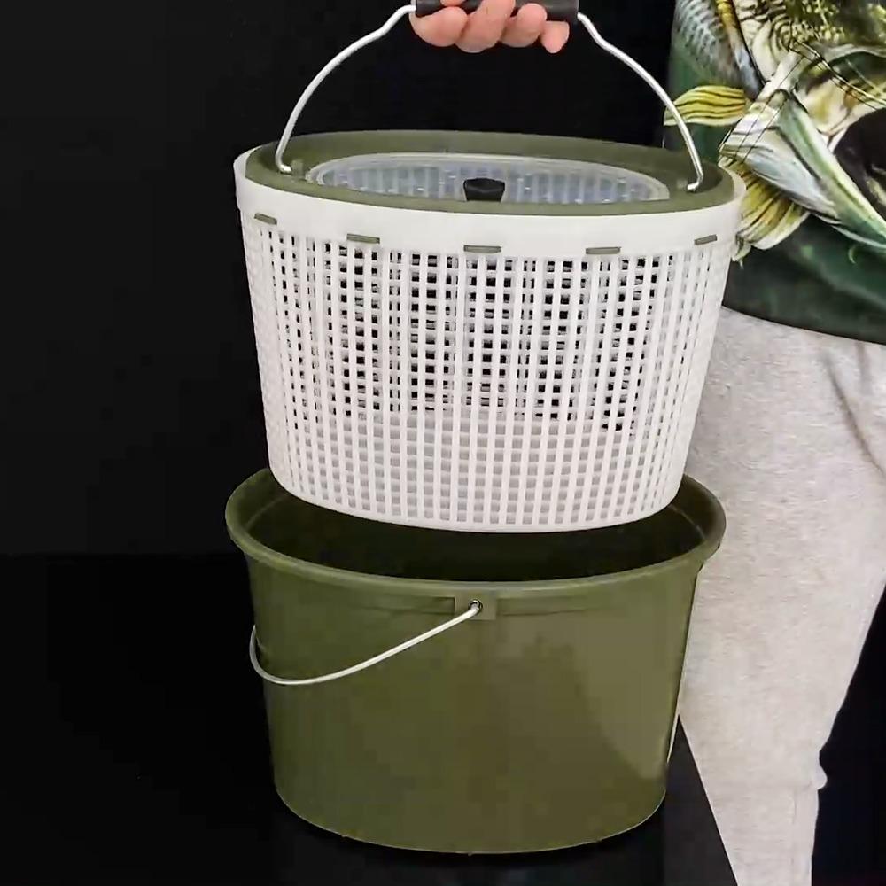 2-in-1 Fishing Box Detachable Fishing Draining Basket Durable Fishing Bucket Camping