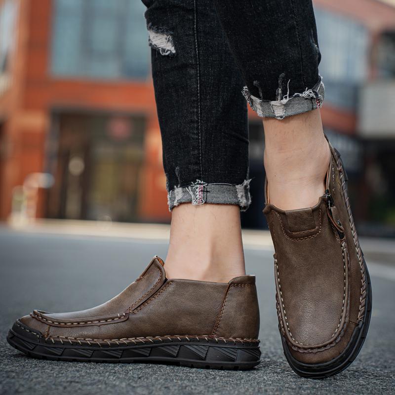 Fashion Luxury Mens Shoes Fashion Handmade Leather Shoes Outdoor Casual Ankle Boot Slip on Driving Shoes for Men Loafers Mocassin Homme