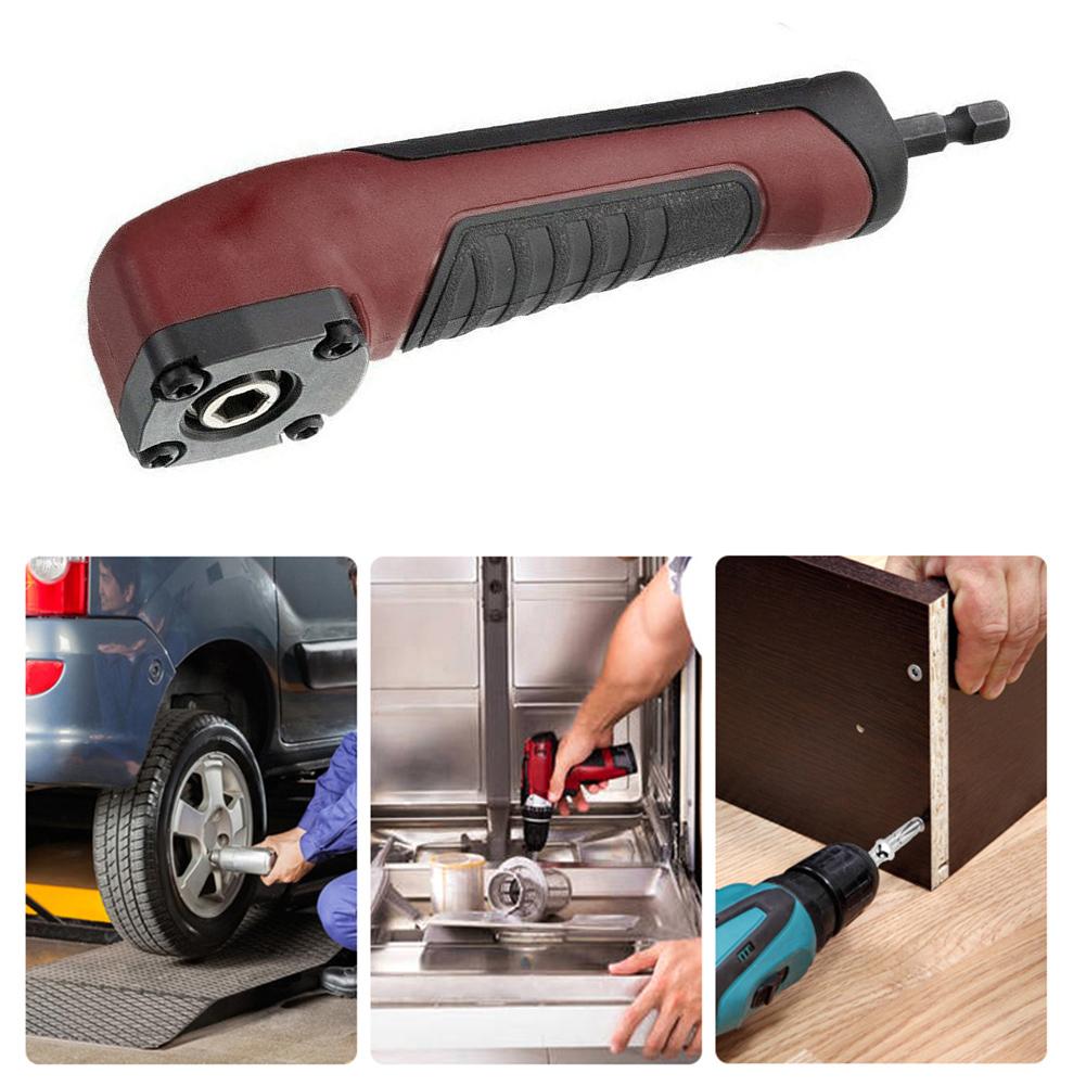 90 Degree Right Angle Extension Driver Drilling Shank Screwdriver 1/4 Inch Hex Wrench Drill Bit Magnetic Socket Holder PowerTool