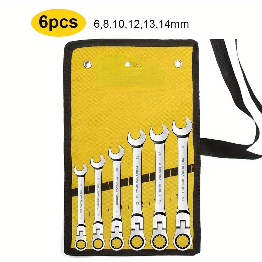 

New Ratcheting Wrench Set Combination Spanner Kit Chrome Vanadium Steel Hand Tools Socket Key Ratchet Wrench Set with Canvas Bag