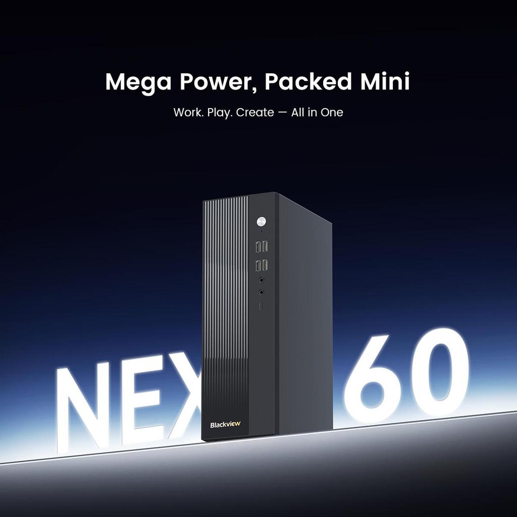 Blackview NEX60 6.37L Mini Computadores de Mesa Intel Core 5 210H 16GB DDR4 512GB SSD Windows11Pro Mini PC Gráficos Intel® UHD