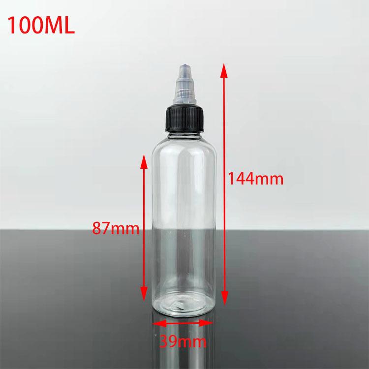 30, 50, 100ml Transparent PET Travel Bottle with Rotary Cap and Nozzle