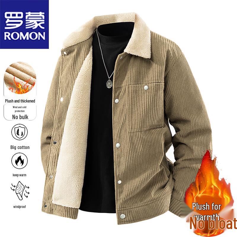 

ROMON Men s Fleece-Lined Lapel Jacket 3XL