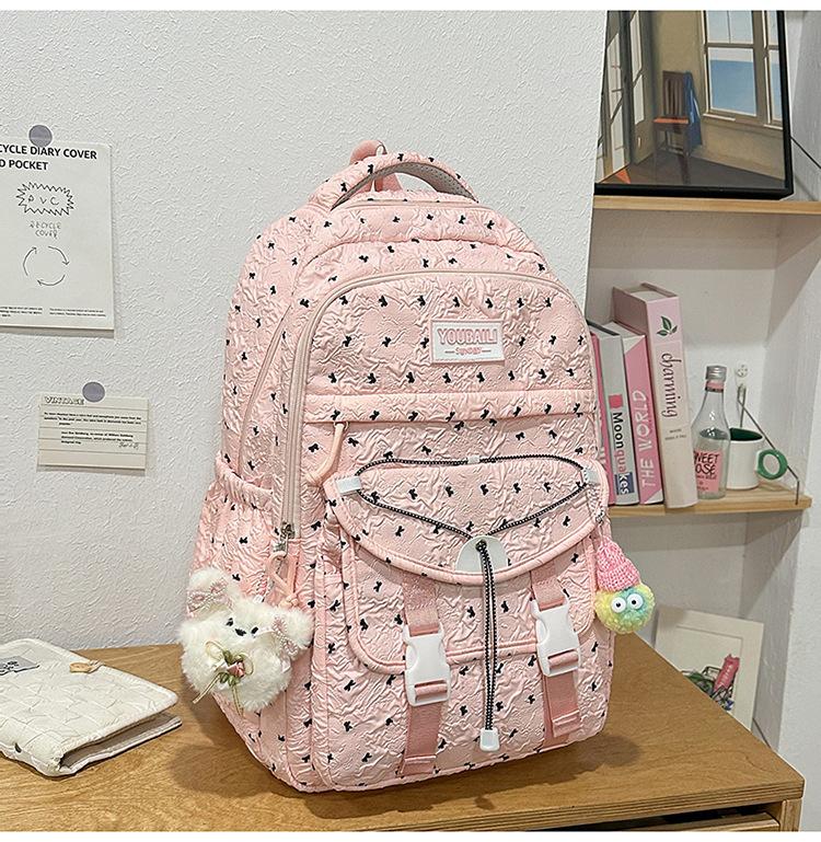 Schoolbag High-value Schoolbag Female Korean Version Japanese Versatile Polka Dot Printed Backpack Junior High School High School College Student 