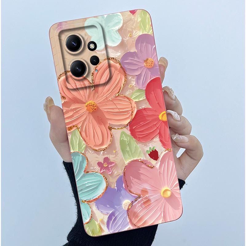 For Xiaomi Redmi Note 12 4G Phone Case Simplicity Butterflies Floral Soft Liquid Silicone Back Shell For Redmi Note12 4G Covers