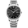 Eco-Drive Series 50 Meters Waterproof, Time Warning, Light Quartz, Steel Strap, , 40mm Men's Watch, Black Dial BM6978-93E