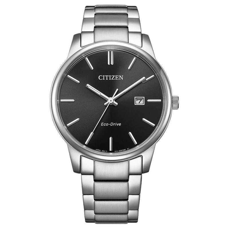 Citizen Eco-Drive Series 50 Meters Waterproof, Time Warning, Light Quartz, Steel Strap, , 40mm Men's Watch, Black Dial BM6978-93E