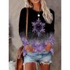 Camiseta de manga larga con cuello redondo y estampado 3D de copos de nieve con temática navideña, ropa de moda para mujer, ropa informal Y2K, ropa Harajuku para mujer