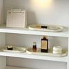 Oval Long Metal Storage Tray Matte Cream Decorative Organizer Plate for Bathroom Vanity Jewelry Cosmetic Holder