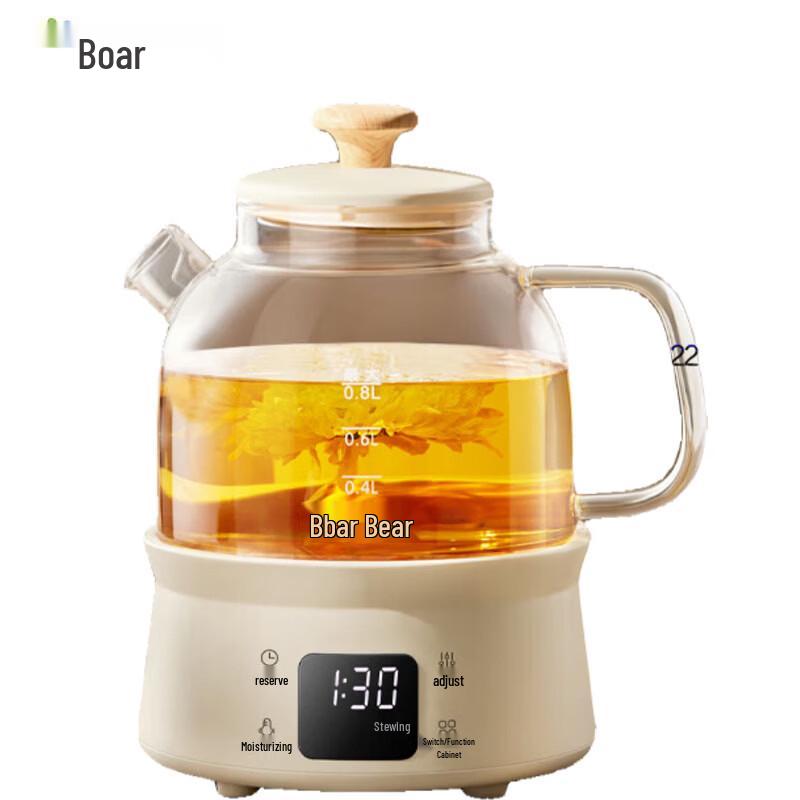 Bear 0.8L Full Glass Health & Flower Tea Pot CN plug (adapter included)