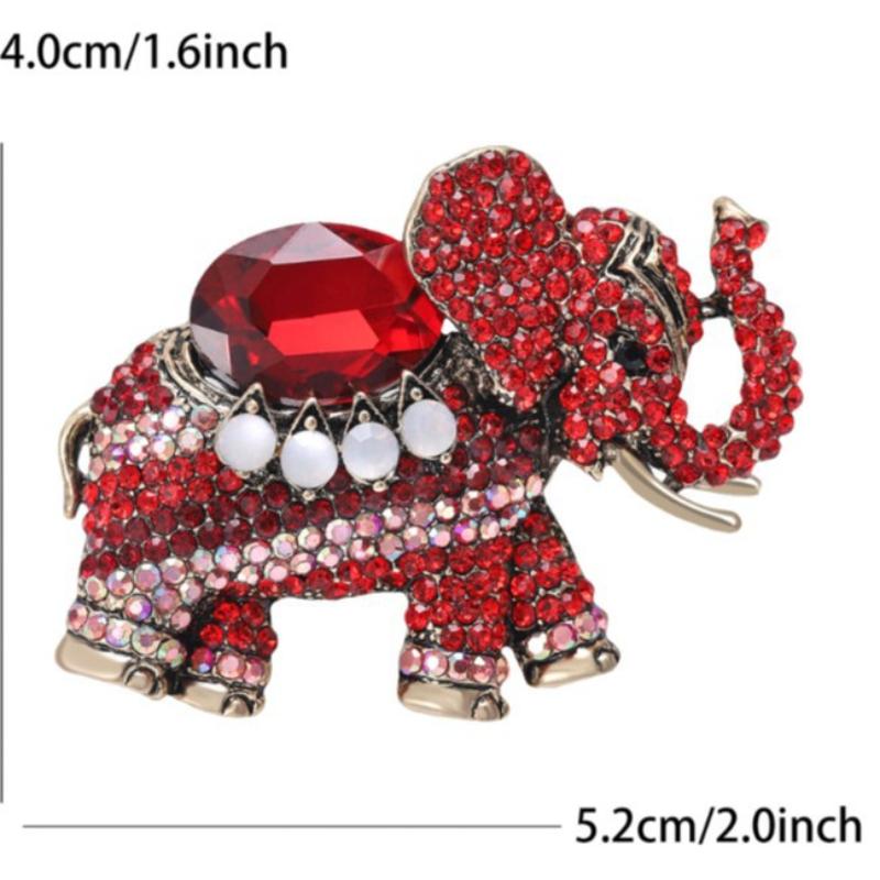 Luxury Rhinestone Elephant Brooches For Women Unisex Enamel Animal Pins Office Party Friend Fashion Gifts Jewelry Accessories