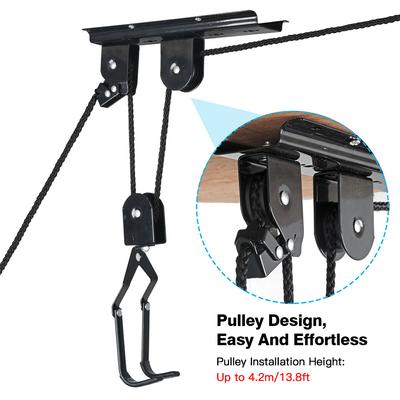 Bike Storage Rack, Steel Garage Organization with Pulley Design for Mountain Bikes Road Folding and Children Bikes