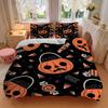 3Pcs Pumpkin, Halloween Printed Bedding Set, Breathable And Soft, Machine Washable, Christmas Gift, Suitable for Bedroom Decoration, 15144