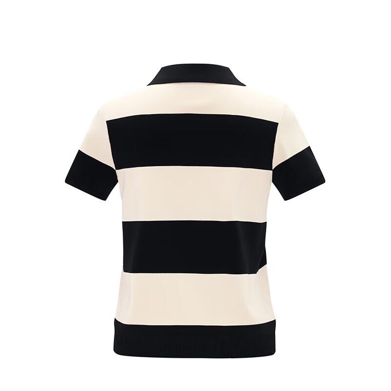 Navigare Women's Striped Short Sleeve Polo Knit Top