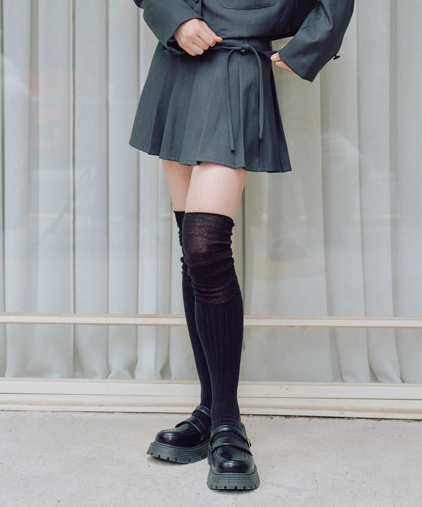 Zero Planet Classic Pleated Skirt Pants [Charcoal]