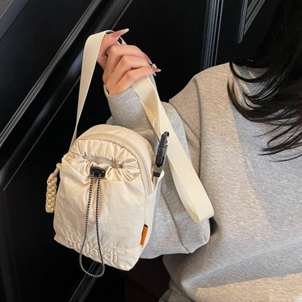 Casual Nylon Water Bottle Bag Adjustable Solid Color Cellphone Purse Lightweight Shoulder Crossbody Bag Travel Hiking