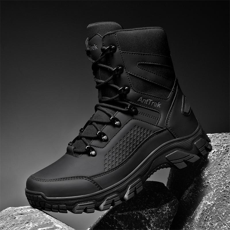Plus Size Men s High-Top Desert Combat Boots for Outdoor Adventure and Wilderness Survival 43 чёрный