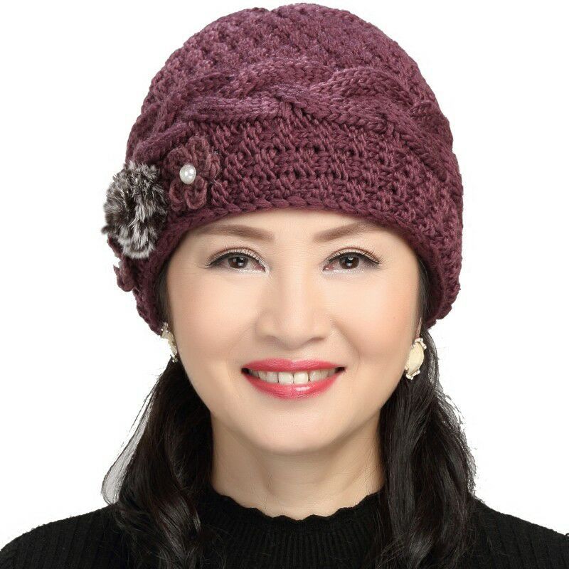 Middle-aged and Elderly Hat Female Winter Elderly Warm Grandma Hat Autumn Winter Mother Hat Old Lady Thickened Wool Hat