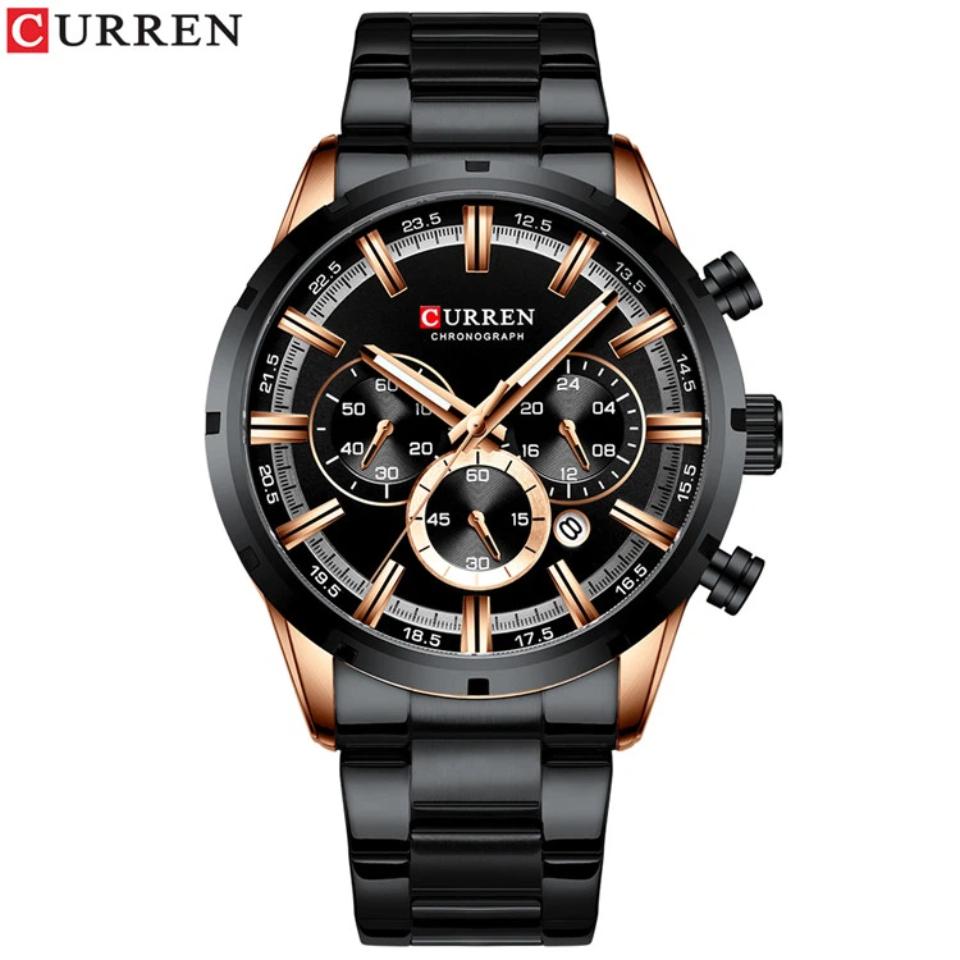Curren Herrenuhr Blaues Zifferblatt Edelstahlarmband Datum Herren Business Herrenuhren Wasserdicht Luxus Herren Armbanduhren für Herren