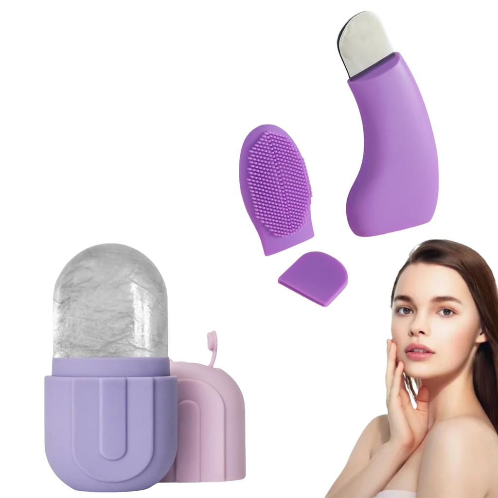 2PCS Face Ice Roller Blackhead Remover Set Silicone Face Lifting Ice Cube Facial Massager Face Scraper Beauty Skin Care Tools