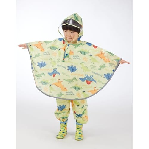 Skater Rain Poncho Raincoat for Children Dinosaur Picture Suitable Height 80-100cm Rapo2-a