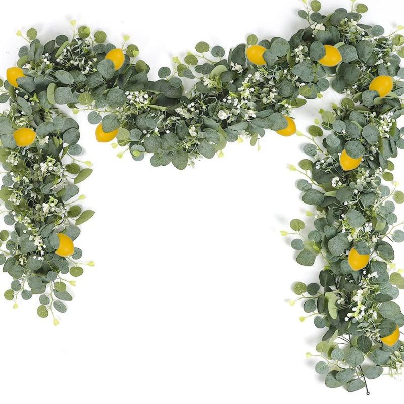 Artificial Simulation Green Plants, Such As Eucalyptus Leaves, Lemon Vines, and Vines, Are Hung for Home and Outdoor Decoration