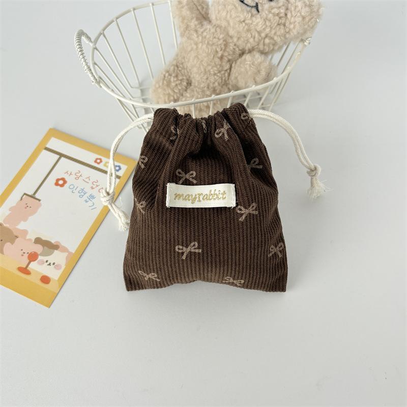 Вельветовая сумка-мешок Мини Милая сумка-мешок для косметики С принтом Маленькая ручная сумка Портативные Большие дорожные органайзеры Пылезащитная сумка