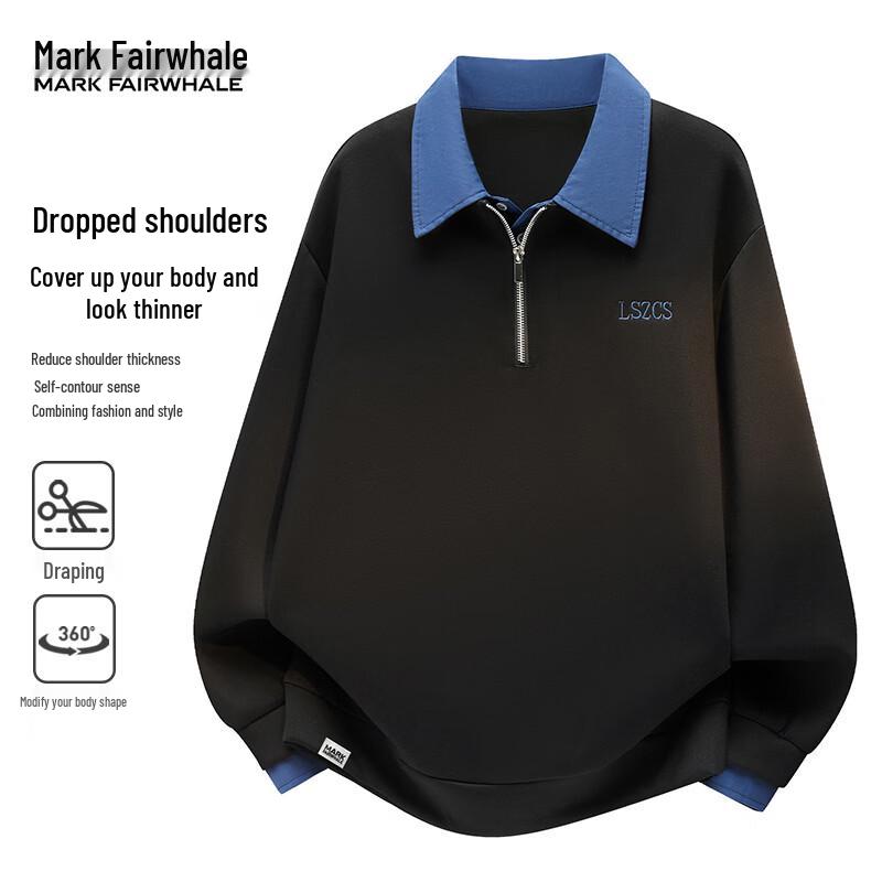 MARK FAIRWHALE Men s Faux Two-Piece Polo Sweatshirt XL