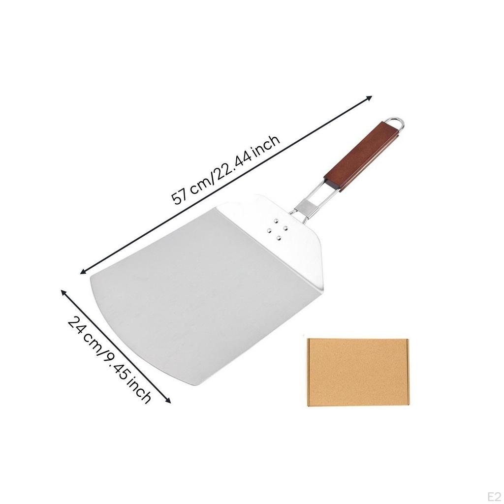 Pizza Peel Foldable with Wooden Handle Folding Oven Tool for Home Cooks, Bakery
